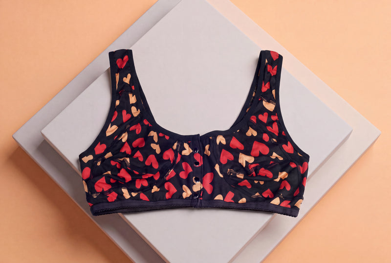 Front Open Bra Red Heart