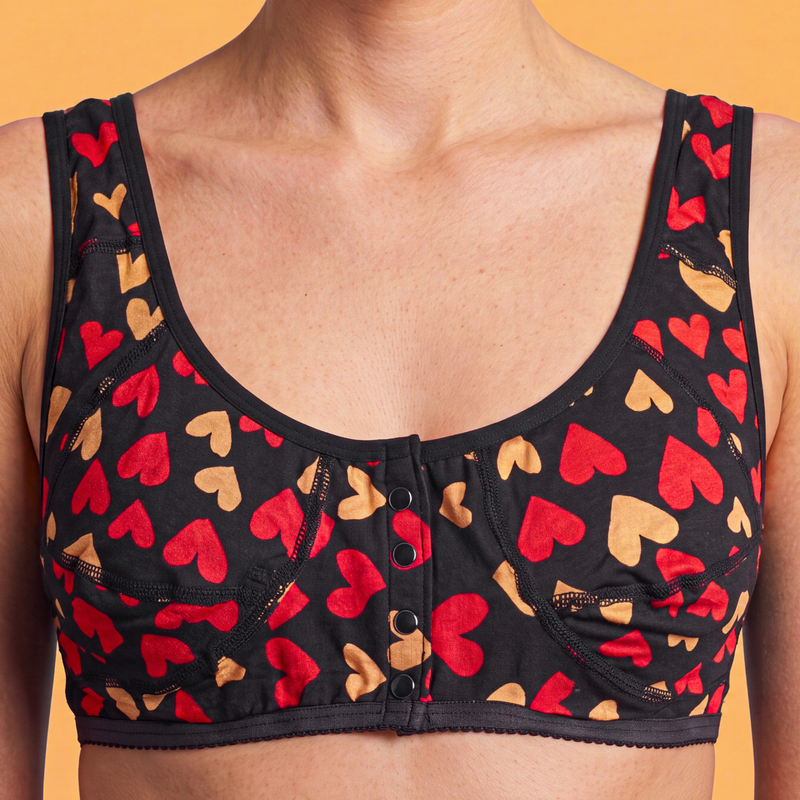 Front Open Bra Red Heart